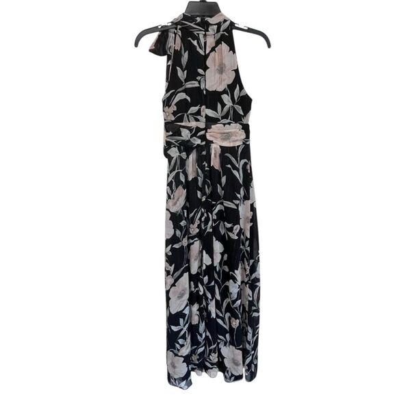 NWT SLNY | Black Pink Shimmer Petite Floral Print Halter Dress 4P - Picture 3 of 13
